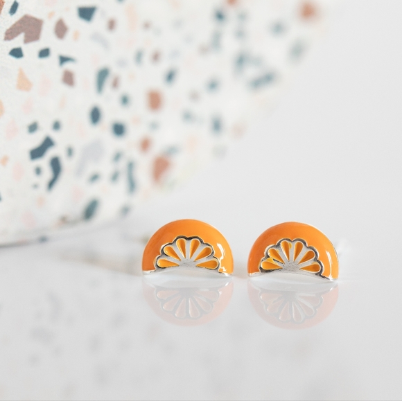 Retro Orange Slice Studs - Picture 3 of 7